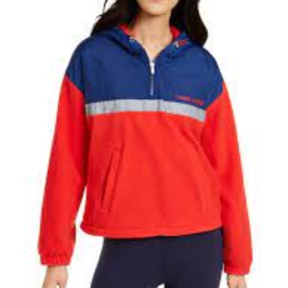 TOMMY HILFIGER POLAR FLEECE HALF ZIP HOODIE - Picture 1 of 7